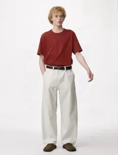 GUバレルレッグワークパンツ　ライトグレーLサイズ