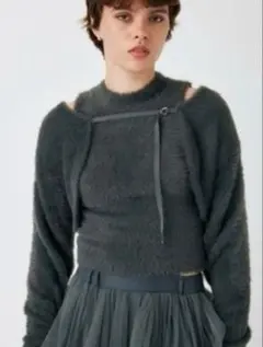 MOUSSY グレー クロップドカーディガン