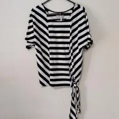 ノアール ストライプ半袖トップス ウエストリボン付のサムネイル