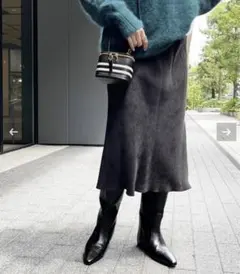 新品　スピックアンドスパン　Cu/Visサンドウォッシュミディスカート　38