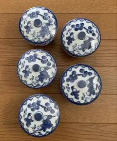 有田焼　鍋島壽山唐子柄ふた付き湯呑み5客セット