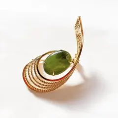 ブローチ ヴィンテージブローチ グリーン ゴールド 大人アクセサリー