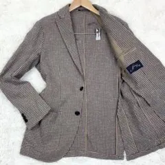美品　リングジャケット　リネンツイード　千鳥格子　アンコンジャケット　M