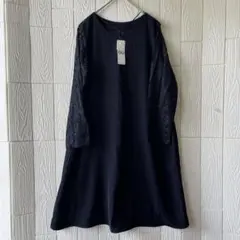 591 GU レーススリーブ ワンピース M 黒