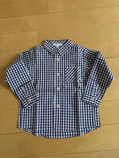 GLOBAL WORK 子供用M ネイビー チェック柄 長袖シャツ