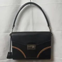 PRADA ステッチリム レザーハンドバッグ ブラック