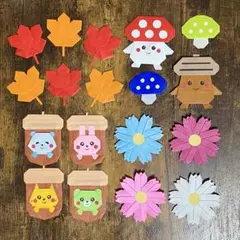 [秋の壁面飾り] ハンドメイド 折り紙 オーナメント もみじ コスモス