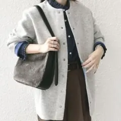 シップス カラーズ 25AW カーディガン ノーカラー チャイニーズラクーン