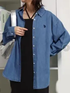 U.S. POLO ASSN.　ロゴ刺繍 長袖 デニムシャツ