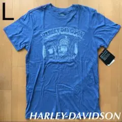 【L】メンズ ターコイズブルーTシャツ HARLEY-DAVIDSON