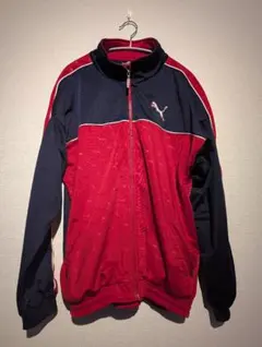 PUMA プーマ トラックジャケット ジャージ M 紺×赤 キャットロゴ 美品