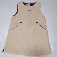 100★ファミリア★ファミリアチェック柄ボタン付き！シンプルワンピース★