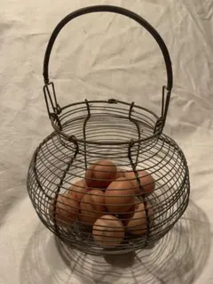フランスアンティーク ビンテージ ワイヤーバスケット エッグバスケット c.
