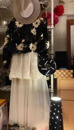 セール⭐花柄刺繍 シースルー長袖トップス