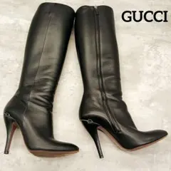 ✨美品✨ グッチ サイドジップ レディース ロングブーツ ブラック 38.5