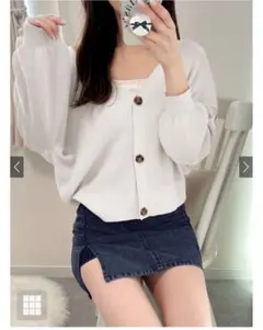 リブVネックニットカーディガン