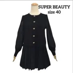 【スーパービューティー】チュニック レース リボン M 黒 エレガント 40