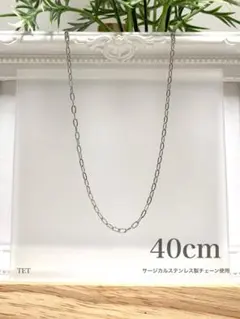 【オーバルリングネックレス 2mm シルバー 40cm 1本】ステンレス a03