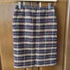 23区 【美品✨】チェック柄ツイルタイトスカート シルク混 ラメ✨32サイズ