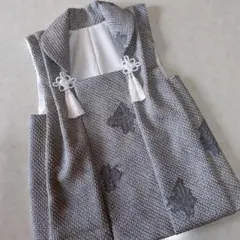 七五三３歳正絹総絞り手縫いの被布（グレー色）