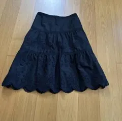 ブラック 刺繍 フレアスカート ティアードのサムネイル