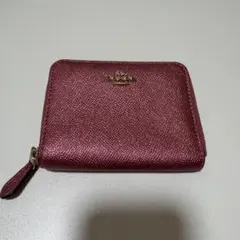 COACH 二つ折り財布 ラウンドファスナー ピンク