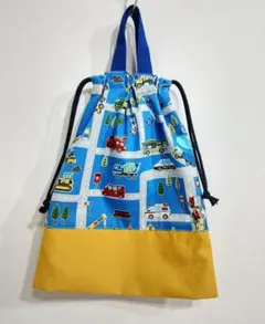 ハンドメイド　体操着入れ　お着替え袋　はたらくくるま　持ち手付き　入園入学