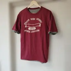 バーンズアウトフィッターズ Tシャツ バーガンディ 生地厚 カレッジデザインのサムネイル