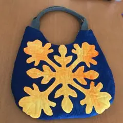 ハンドメイド　ハワイアンキルト　手提げバッグ
