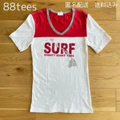 88tees エイティーエイティーズ　ハワイ　SURF 赤白ラグラン