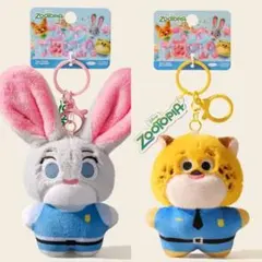 海外公式 ズートピア ジュディ＆クロウハウザーぬいぐるみキーホルダー