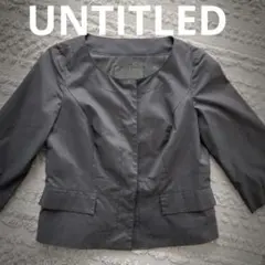 UNITED ブラックグレー ノーカラージャケット 7分袖