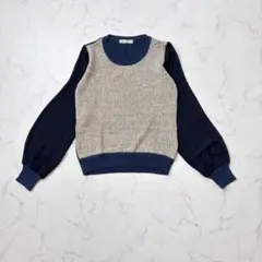 AS KNOW AS PINKY/ニットドッキングブラウス/ネイビー/大人可愛いのサムネイル