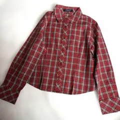 BURBERRY 赤 チェック 長袖シャツ 130A