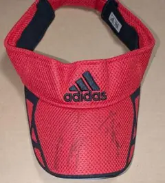 Adidas アディダス メッシュ サンバイザー 赤×黒 調整可能 スポーツ