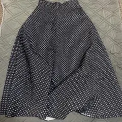 黒ドット柄フレアロングスカートcoca