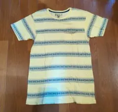 BILLABONG M ストライプオルテガ柄 イエロー 胸ポケット付 Tシャツ