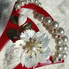 髪飾り 桜 かんざし バチ型 螺鈿 真珠母貝 パール 簪