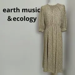 earth music&ecology 小花柄ロングワンピース ライトベージュF