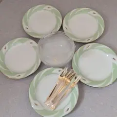 【たち吉】食器セット 皿　ガラスボウル　フォーク　各5個