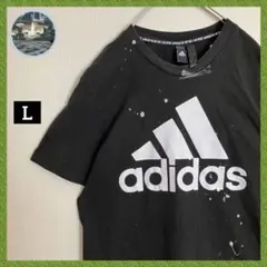 adidasアディダス黒フェードパフォーマンスロゴgrungeボロTEEペンキ