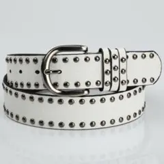 スタッズベルト﻿ 白　Y2K スケーター SK8 ベルト