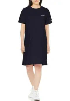 Champion ブラック カットソーワンピース 半袖