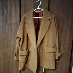 キャメル ダブルブレスト ロングコート
