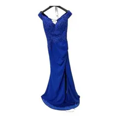 青マーメイドロングドレス♡オフショル☆ウエスト調節可♪