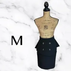 美品✨タイトティアードスカート　フレア　ストレッチ　さらさら　裏地　ブラック　M