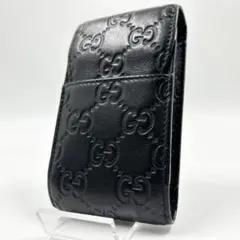 美品✨　グッチ　GUCCI シガレットケース　ポーチ　シマ　レザー　GG 黒