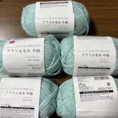 アクリル毛糸 中細 ミントグリーン×5玉
