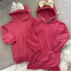 ピンクフード付きパーカー2点セット 100 130