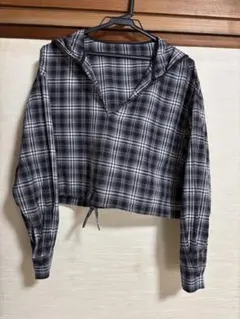 KBF シアーチェックフーディーシャツ